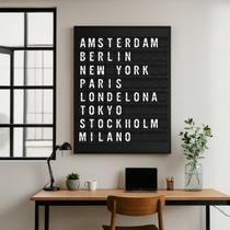 Quadro Canvas Placa de Aeroporto 90x60cm Mold Branca