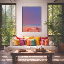 Quadro Canvas Praia Rosa Luar Roxo 60x40cm Mold Branca Quadro Canvas Praia Rosa Luar Roxo 60x40cm Mold Branca