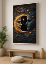 Quadro Canvas Sol e Lua Em Harmonia - Eclipse-Mold.Branca Tamanho:40x30cm