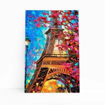 Quadro Canvas Torre Eiffel Arte Pinceladas Colorida 60X40Cm