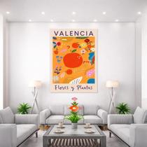 Quadro Canvas Valencia Flores E Plantas 90X60Cm Mold Preta