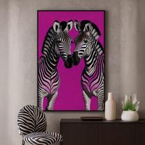 Quadro Canvas Zebras Roxas Pop Art 60X40Cm Mold Branca