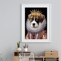 Quadro Cão Boxer Vestido Rainha - 60X48Cm