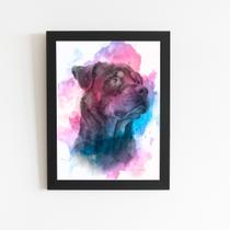 Quadro Cão Cachorro Rottweiler Aquarela Moldura 20x30cm