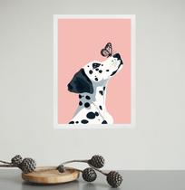 Quadro Cão Dalmata Com Borboleta 33x24cm - com vidro