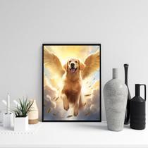 Quadro Cão Golden Retriever Com Asas 33x24cm