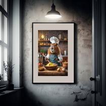 Quadro Capivara Cozinhando - 60x48cm