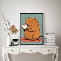 Quadro Capivara - Hora Do Café 45x34cm