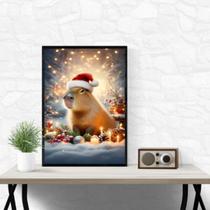 Quadro Capivara Natalina 45x34cm - com vidro