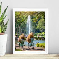 Quadro Capivaras Andando De Bicicleta 45x34cm Quadro Capivaras Andando De Bicicleta 45x34cm