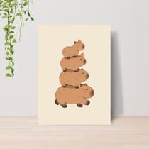 Quadro Capivaras Fofas A4 Placa MDF 012