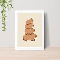 Quadro Capivaras Fofas Com Moldura Decoração Quarto Infantil 003