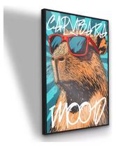 Quadro Capybara Mood Tranquila 90x60 Com Moldura E Vidro Moldura Preta