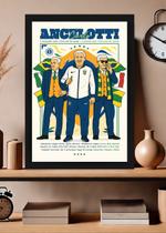 Quadro Carlo Ancelotti Seleção Brasileira Com Vidro Tamanho:21cm x 30cm (A4)