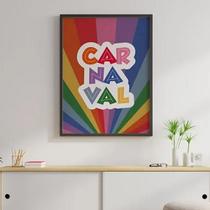 Quadro Carnaval Arco-Íris Colorido 45X34Cm - Madeira Preta