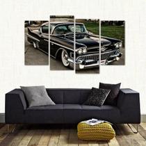 Quadro Carro Cadillac Deville Coupe 1954 Em Tecido 4 Peças 1