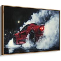 Quadro Carro Vermelho Desafiando a Noite Urbana