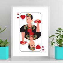 Quadro Carta De Baralho Frida Kahlo 24x18cm - com vidro Quadro Carta De Baralho Frida Kahlo 24x18cm - com vidro