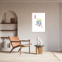 Quadro Carta K Rei Minimalista 43x30 Caixa Branco Moldura Caixa, Branca