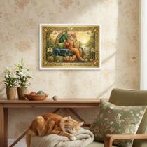 Quadro Carta Tarot Gato A Imperatriz 70x50cm Mold Preta