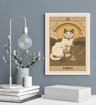 Quadro Carta Tarot Gato Signo Libra 24x18cm - com vidro Quadro Carta Tarot Gato Signo Libra 24x18cm - com vidro