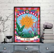 Quadro Carta Tarot Sol - Le Soleil 45X34Cm - Com Vidro