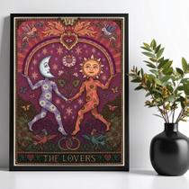 Quadro Carta Tarot The Lovers - Lua e Sol 33x24cm