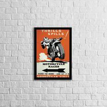 Quadro Cartaz Retrô Motorcycle Races 24x18cm