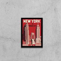Quadro Cartaz Vintage New York 24x18cm - com vidro