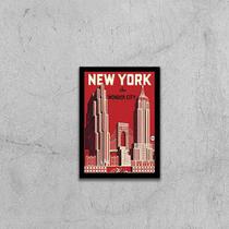 Quadro Cartaz Vintage New York 45x34cm - com vidro