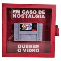 Quadro Cartucho Mario Snes Yoshi Com Martelo Quebre O Vidro