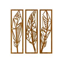 Quadro Carvalho Mdf Folhas De Bananeira 40X20Cm