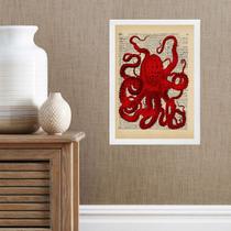 Quadro Casa De Praia- Polvo Vermelho 24x18cm