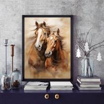 Quadro Casal De Cavalos 24x18cm - com vidro