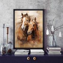 Quadro Casal De Cavalos 24X18Cm - Com Vidro