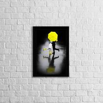 Quadro Casal na Chuva com Sombrinha Amarela 33x24cm - com vidro Quadro Casal na Chuva com Sombrinha Amarela 33x24cm - com vidro