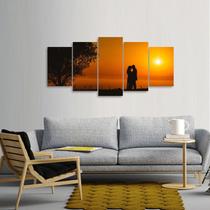 Quadro Casal Pôr do Sol decorativo Paisagem Amor Mosaico 5 P