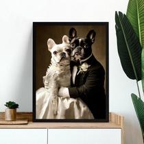 Quadro Casamento Bulldog Francês 33X24Cm