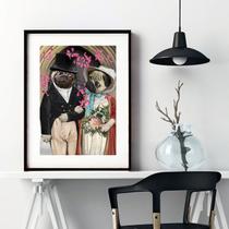 Quadro Casamento Pug - 60x48cm