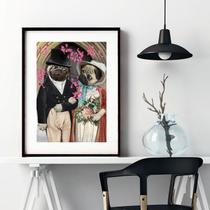 Quadro Casamento Pug - 60X48Cm