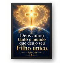 Quadro Católico João 3:16 Deus Amou o Mundo 50x70cm Quadro Católico João 3:16 Deus Amou o Mundo 50x70cm