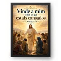 Quadro Católico Mateus 11:28 Vinde a Mim 50x70cm Quadro Católico Mateus 11:28 Vinde a Mim 50x70cm