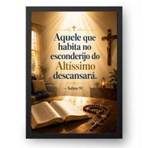 Quadro Católico Salmo 91 Aquele que Habita no 30x42cm Quadro Católico Salmo 91 Aquele que Habita no 30x42cm