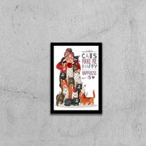 Quadro Cats Make Me Happy 24x18cm - com vidro Quadro Cats Make Me Happy 24x18cm - com vidro