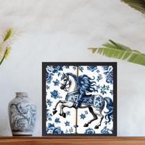 Quadro Cavalo Carrossel Estilo ulejo Português 33X33Cm