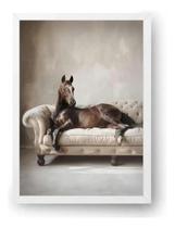 Quadro Cavalo Engraçado No Sofá Pose 30x42cm Quadro Cavalo Engraçado No Sofá Pose 30x42cm