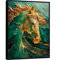 Quadro Cavalo Esmeralda com Ouro - Quadrosdecorativos.com