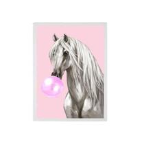 Quadro Cavalo Horse Bubble Gum Moldura Branca 24X18Cm
