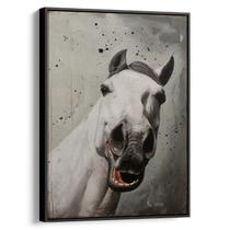 Quadro Cavalo Risonho no Horizonte Abstrato Cinza