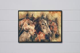 Quadro Cavalos com Moldura E Acetato Tamanho A3 Quadro Cavalos com Moldura E Acetato Tamanho A3